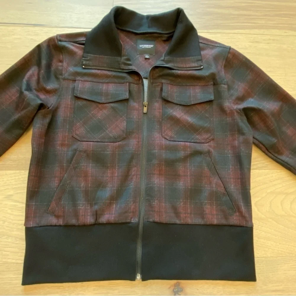 Liverpool Red & Black Plaid Bomber Jacket